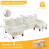 Karl home U-Shape Sectional Sofa Couch 111" Modern 4-Seat Sofa with Chaises Chenille Fabric Upholstered Covertible Couch with Wood Grain Legs for Living Room, Reception Room, Apartment, Beige