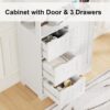 YESHOMY Bathroom Storage Cabinet Freestanding Floor Cupboard with 1 Door and 3 Drawers for Kitchen, Living Room, White