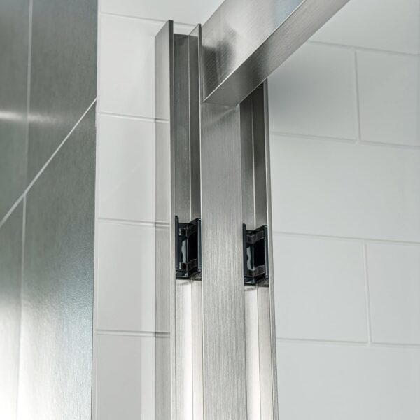 WOODBRIDGE Frameless Bathtub Shower Doors 56-60" Width x 62" Height with 3/8"(10mm) Clear Tempered Glass, 2 Ways Opening & Double Sliding in Brushed Nickel Finish