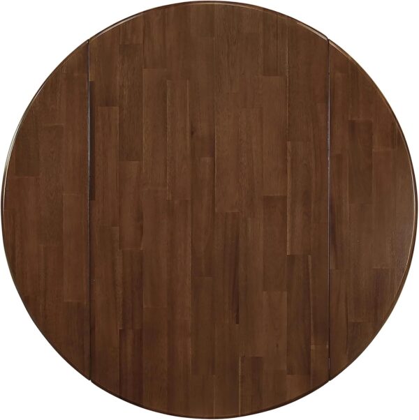 East West Furniture DLAB5-AWA-05 5 Piece Dining Set Contains a Round Dining Room Table with Dropleaf and 4 Upholstered Chairs, 42x42 Inch, Antique Walnut
