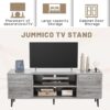Flamaker TV Stand, 58 Inch Entertainment Center with 2 Doors and 2 Storage Cabinets for TV up to 65 inch, TV Console Table for Living Room, Bedroom, Office (Light Gray)