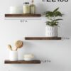 BAYKA Floating Wood Shelves - Wall Mounted for Bathroom,Bedroom,Living Room,Kitchen,Small Hanging Shelf for Books/Storage/Room Decor with 22lbs Capacity(Rustic Brown,Set of 3,15.7inch)