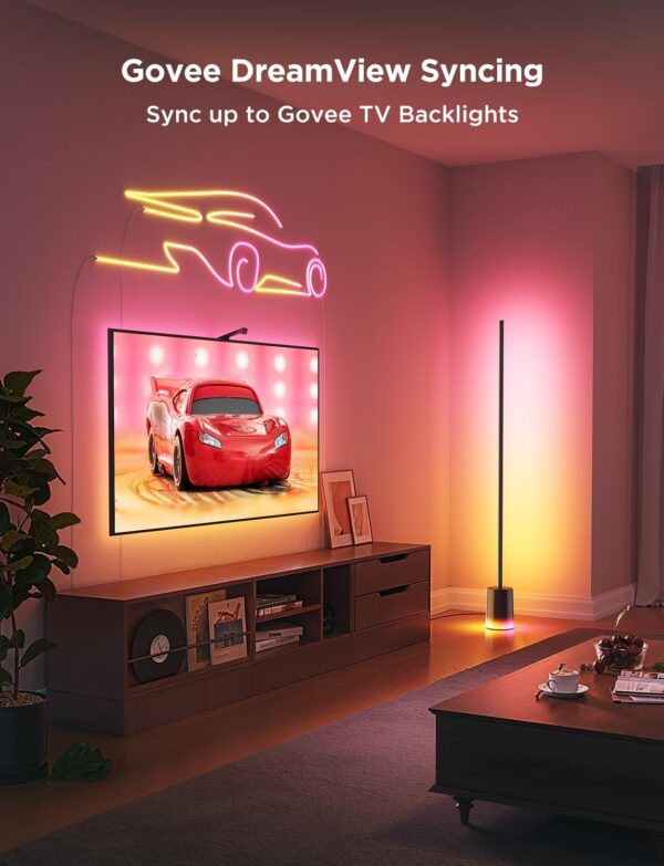 Govee Floor Lamp 2 with Matter, RGBIC Warm Cool White LED Floor Lamp Works with Alexa, 1725lm Corner Floor Lamp with Music Sync, Scene Modes, Smart Floor Lamp for Bedroom, Living Room, Black(1 Pack)