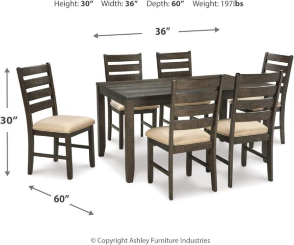Signature Design by Ashley Rokane 20" Dining Room Table Set with 6 Upholstered Chairs, Brown