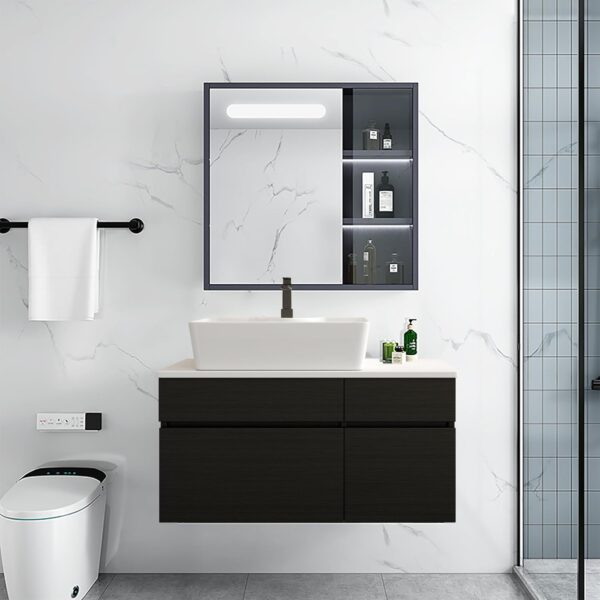 31.5 Inch Bathroom Vanity with Sink Combo, Floating Bathroom Vanity,Modern Wall Mount Bathroom Cabinet with Ceramic Integrated Sink,