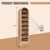 71" Tall Arched Bathroom Storage Cabinet, 8-Tier Modern Farmhouse Storage Cabinet with Adjustable Shelves, Wood Freestanding Cabinet for Bathroom, Living Room, Entryway, Hallway (Natural)