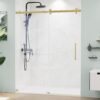 56-60" W x 75" H Frameless Sliding Shower Door, 5/16"(8mm) Clear SGCC Tempered Glass Shower Door Easy Cleaning, Gold Shower Door Designed for Smooth Silding, Easy Installation for Bathroom