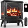 Silonn Electric Fireplace Heater, Quick Heating Portable Fireplace with App & Remote,24″ Electric Corner Fireplace Low Noise with 5 Brightness Levels,Temp Control & Timer for Living Room,Bedroom,Black
