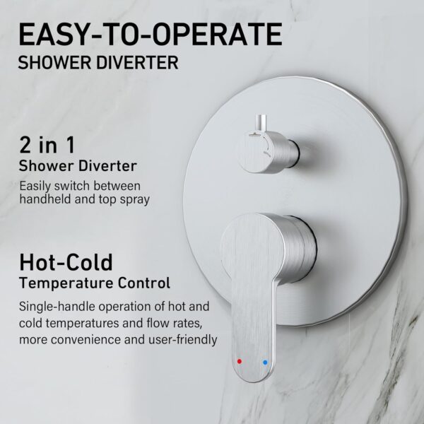Gabrylly Shower System, Ceiling Shower Faucet Set with 12" Rain Shower head and Handheld Shower, Shower Combo Set with Valve, Brushed Nickel
