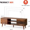 WLIVE TV Stand for 55 60 inch TV, Mid Century Modern TV Console, Entertainment Center with Storage for Living Room, Retro Brown