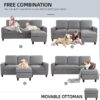 Convertible Sectional Sofa Couch,3 Seat L Shaped Couches with Storage Function Ottoman,Modern Linen Convertible Sectionals Sofas with Armrest Reversible Chaise for Living Room Small Space(Light Gray)
