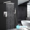 HGN 10 Inches Bathroom Rain Shower Combo Set Wall Mounted Rainfall Brushed Nickel Shower Head System Rough-in Valve Body and Trim Included