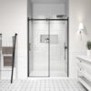 46-48" W x 74" H Frameless Shower Door, Singel Sliding Shower Door with 5/16" (8mm) Clear SGCC Tempered Glass, Matte Black Finish Shower Doors, Reversible Installation