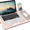 LAPGEAR Home Office Lap Desk with Device Ledge, Mouse Pad, and Phone Holder - Pink - Fits up to 15.6 Inch Laptops - Style No. 91584