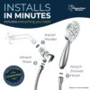 HammerHead Showers® ALL METAL 3-Spray Handheld Shower Head with Long Hose and Holder - CHROME - 2.5 GPM High Pressure Shower Head with Handheld Sprayer - WIDE, MASSAGE, and MIST Sprays