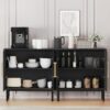 Modern Black Accent Storage Cabinet with Doors, Free Standing Wooden Buffet Sideboard for Bedroom, Kitchen, Home Office