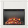 Ameriwood Home Mateo 30 Inch Electric Fireplace with Mantel, Replaceable Fireplace Insert Heater, Freestanding, Remote Control, Timer, Realistic Log and Flame Effect, White
