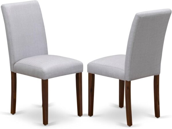 East West Furniture DLAB5-AWA-05 5 Piece Dining Set Contains a Round Dining Room Table with Dropleaf and 4 Upholstered Chairs, 42x42 Inch, Antique Walnut