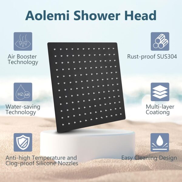 Aolemi Shower System with Rainfall Shower Head and Handheld Wall Mount,High Pressure Shower Faucet Set Fixture Combo with 2 in 1 Handheld Spray Rough-in Valve,12 Inch Shower Head Matte Black