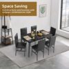 Dining Table Set for 6 - Kitchen Table Chairs Set,Faux Marble Kitchen Table,PU Leather Chairs,Kitchen Table Chairs Set for Dining Room,Small Apartment (Black 1+6)