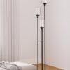 addlon Floor Lamps for Living Room with Clear Glass Shades, 3-Lights Standing lamp with Shelves, Farmhouse Tall Floor Lamp Modern lamp for Bedroom, Office - Black