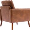 Wahson Office Chairs PU Accent Arm Chair with Tufted Back, Faux Leather Comfy Upholstered Single Sofa, Mid Century Modern Side Club Chair with Wood Legs for Reading/Living Room/Bedroom, Caramel