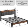 LIKIMIO Full Bed Frame, Storage Headboard with Charging Station, Solid and Stable, Noise Free, No Box Spring Needed, Easy Assembly