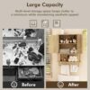 RUSTOWN Rattan Bathroom Wall Cabinet, Modern Boho Medicine Cabinet with Two Arched Rattan Doors, Over The Toilet Storage Cabinet with Adjustable Shelf and Towel Bar for Bathroom (Natural,Medium)