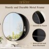 TETOTE 24 x 24 Inch Medicine Cabinet Mirror Black Framed Round Mirrored Medicine Cabinets for Bathroom Adjustable Shelves Modern Bathroom Mirror with Storage Wall Mounted