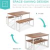 Best Choice Products 45.5in 3-Piece Bench Style Dining Furniture Set, 4-Person Space-Saving Dinette for Kitchen, Dining Room w/ 2 Benches, Table - Brown/White