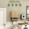 RUSTOWN Fluted Bathroom Wall Cabinet with 2 Doors, 3-Tier Modern Farmhouse Medicine Cabinet, Over The Toilet Storage Cabinet with Adjustable Shelf and Towel Bar(Natural, Small)
