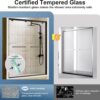 56-60”W x 76" H New Upgraded Single Sliding Semi-Frameless Shower Door, Semi-Frameless Shower Door with Explosion-Proof Film and Nano Coating, 1/4” (6MM) SGCC Tempered Glass, Matte Black Finish