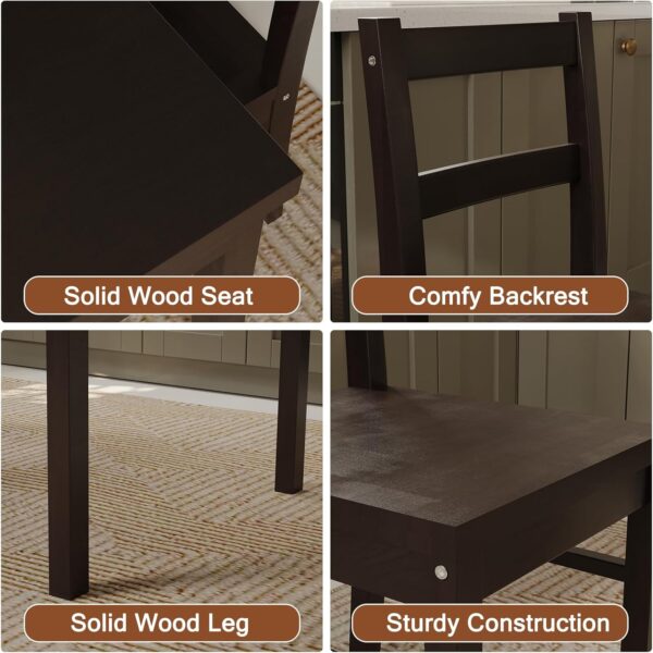 5-Piece Solid Wood Indoor Modern Rectangular Dining Table Set for 4,Table and 4 Solid Wood Dining Chairs for Kitchen,Bar,Living Room,Breakfast Nook, Chocolate