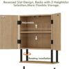 RUSTOWN Fluted Bathroom Wall Cabinet with 2 Doors, 3-Tier Modern Farmhouse Medicine Cabinet, Over The Toilet Storage Cabinet with Adjustable Shelf and Towel Bar(Natural, Small)