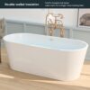 FerdY 67" Shangri-La Elite, Acrylic Freestanding Bathtub, Modern & Contemporary Design Soaking Tub with Brushed Nickel Pop-Up Drain and Minimalist Design Overflow, Glossy White, cUPC Certified