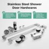 DELAVIN 44"-48" W x 75" H Frameless Shower Door, Double Sliding Shower Door, 5/16"(8mm) Clear Tempered Glass, Noiseless Shatterproof Glass Shower Door with Square Rail, Stainless Steel, Aluminum