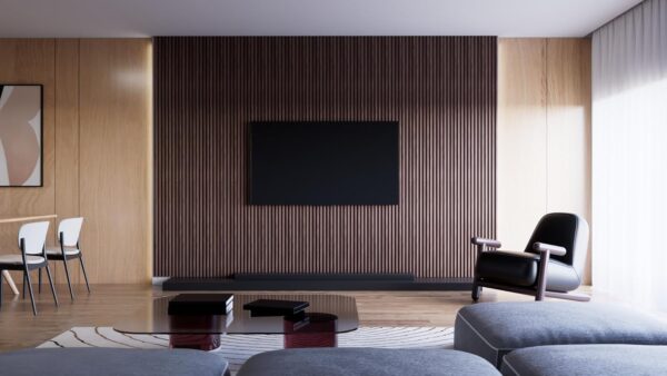 8-Pack WPC Slat Wall Panels, 96 x 6 in Decorative Acoustic Slats 3D Wall Panels, Water-Proof and Easy Installation, Dark Walnut