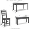 Signature Design by Ashley Bridson Modern 6 Piece Dining Set, Includes Dining Table, 4 Chairs & Bench, Gray