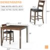 AMERLIFE Solid Wood 5-Piece Dining Table Set, Mid Century Modern Dining Table W/ 4 Chairs, Chairs with Curved Backrests & PU Cushioned, Space Saving Table & Chairs, Black/Walnut