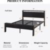 SHA CERLIN 14 Inch Full Size Metal Platform Bed Frame with Wooden Headboard and Footboard, Mattress Foundation, No Box Spring Needed, Large Under Bed Storage, Non-Slip Without Noise, Black Oak