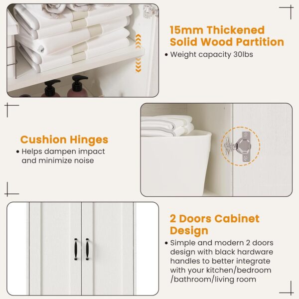 70" Tall Storage Pantry Cabinet, Bathroom Floor Organizer Storage Cabinet with 2 Doors and 6 Adjustable Shelves, Standing Utility Cabinet for Dining Room, Food Storage and Kitchen, White