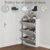Shoe Cabinet with 3 Flip Drawers, Hidden Wood Shoe Cabinet,Freestanding Shoe Storage Cabinet for Entryway Hallway.White. 47.2" H*31.5" W*9.25" D.