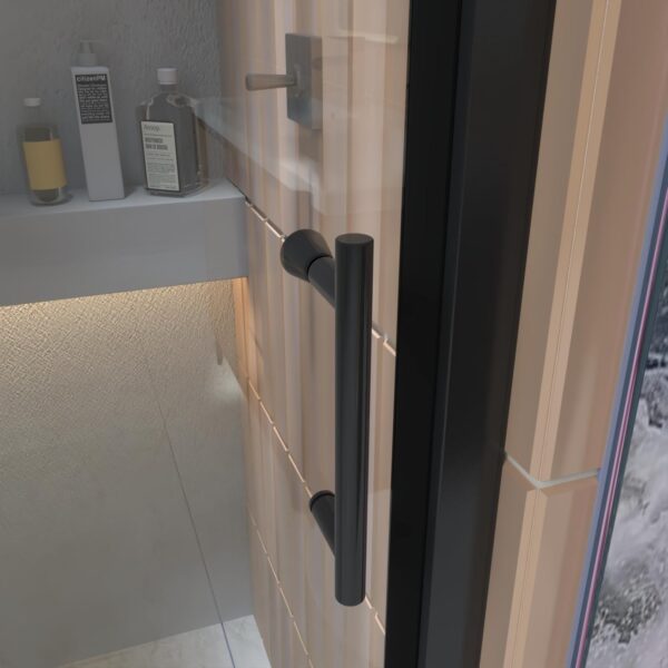 Matte Black Finish Pivot Shower Door – 24" W x 72" H Adjustable Frameless Glass Door with Magnetic Seal & Stainless Steel Handle, Easy Installation