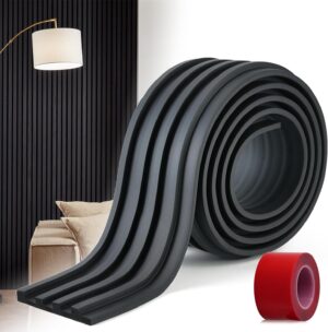 3D Acoustic Wall Panels, Flexible Slat Sound Paneling for Stylish Decor & Noise Reduction, Cuttable Fluted Textured Panel for Ceilings and Wall (9.8ft x 5.9in, Black)