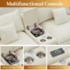 145" U Shaped Cloud Couch Sectional for Living Room, Oversized Modern Modular Sofa with Movable Ottoman, Comfy Fluffy Chenille 6 Seat Sofa Set with Central Console & USB Ports, White