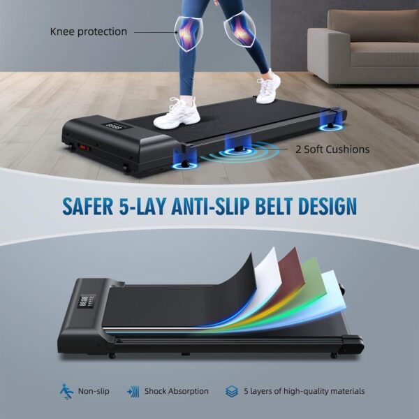 Walking Pad，Under Desk Treadmill 2 in 1 Treadmills，Portable Walking Treadmill 2.5HP, 320lbs Max Weight Remote Control LED Display,Installation-Free Jogging Machine for Home/Office