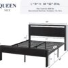 Allewie Queen Size Platform Bed Frame with Wooden Headboard and Footboard, Heavy Duty 12 Metal Slats Support, No Box Spring Needed, Under-Bed Storage, Noise Free, Easy Assembly, Black Oak
