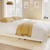 VanAcc Sleeper Sofa, Sofa Bed- 2 in 1 Pull Out Couch Bed with Storage Chaise for Living Room, Sofa Sleeper with Pull Out Bed, White Boucle Couch