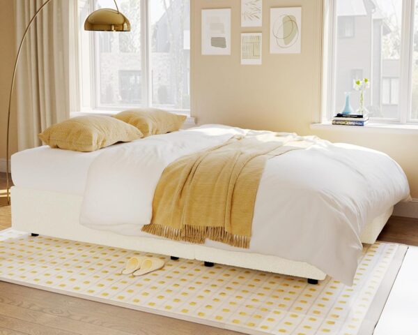 VanAcc Sleeper Sofa, Sofa Bed- 2 in 1 Pull Out Couch Bed with Storage Chaise for Living Room, Sofa Sleeper with Pull Out Bed, White Boucle Couch