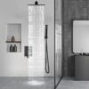 Aolemi Shower Faucet Set Rain Shower System with Handheld Spray Bathroom Shower Combo Rough-in Valve and Shower Trim Kit Included Matte Black 8 Inch Wall Mount Shower Head